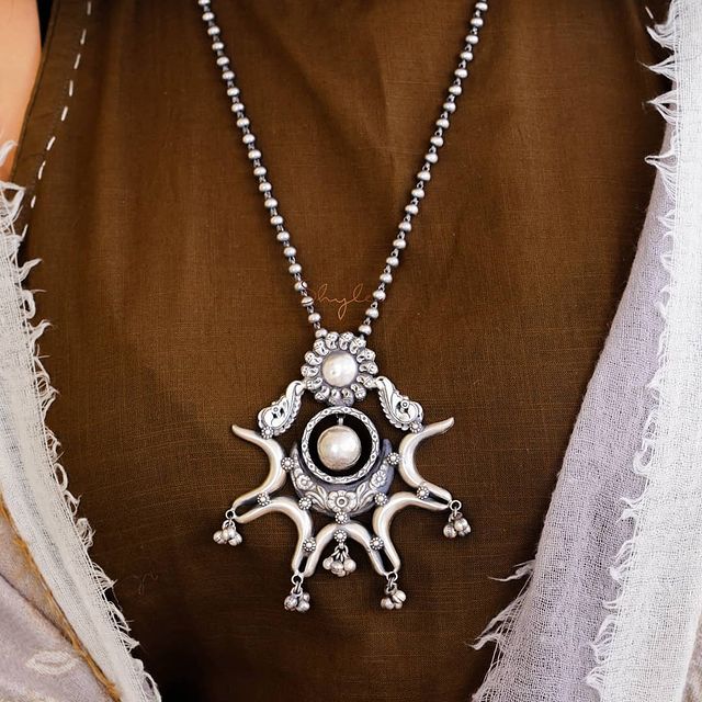 Anvaya Intricate Dual peacock drop Necklace