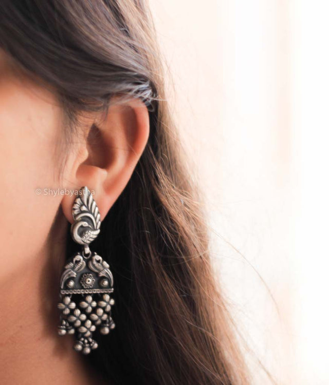 Mizoya Intricate Peacock Jali Earrings primary