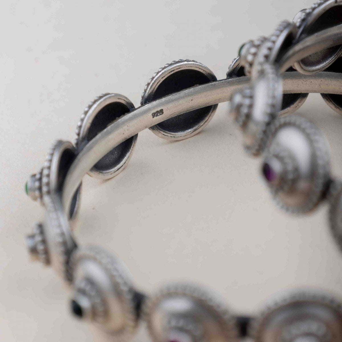 925 pure silver jadau tikdi sadabhaar bangle, side view