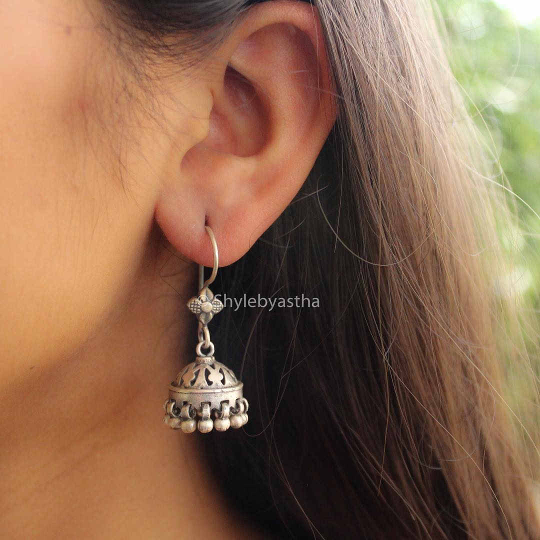 Adya Carved Fish-Hook Jhumkis