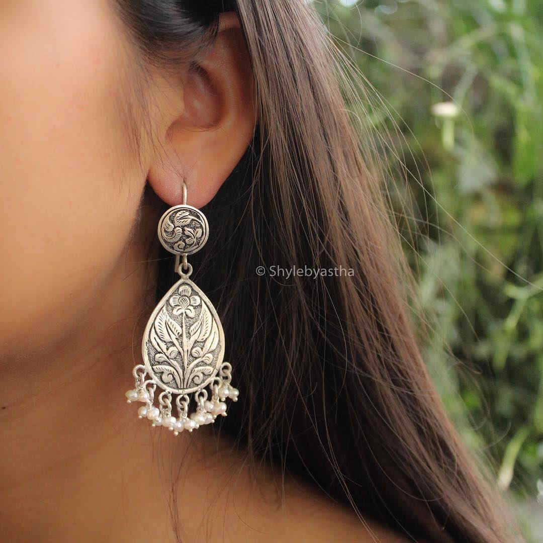 Adya Chitai Art Pearl Drop Fish Hook Earrings