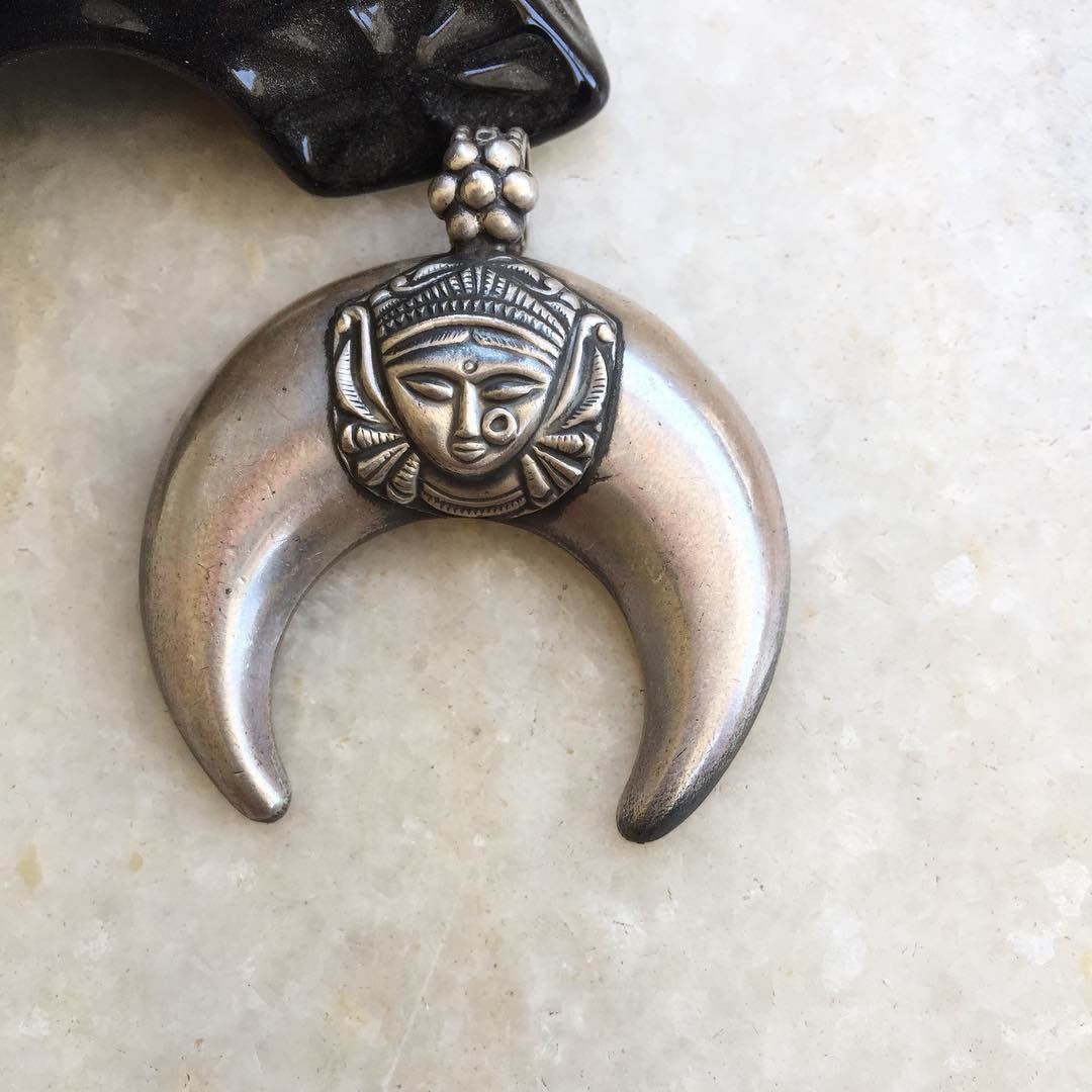 Adya Durga Crescent Moon Pendant