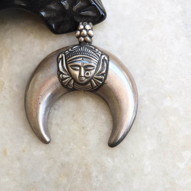 Adya Durga Crescent Moon Pendant