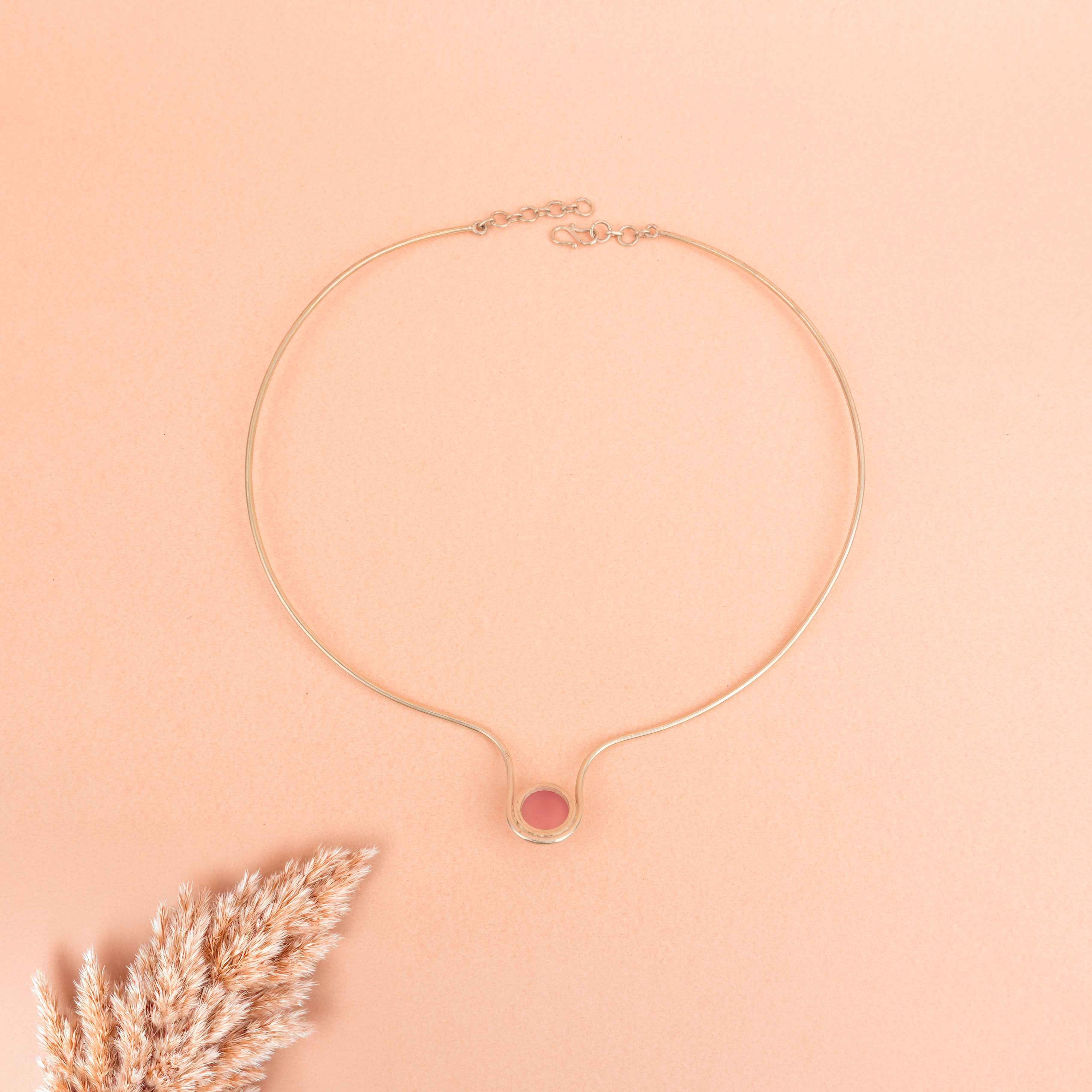 Adya Ethereal Blush Curve Hasli Necklace