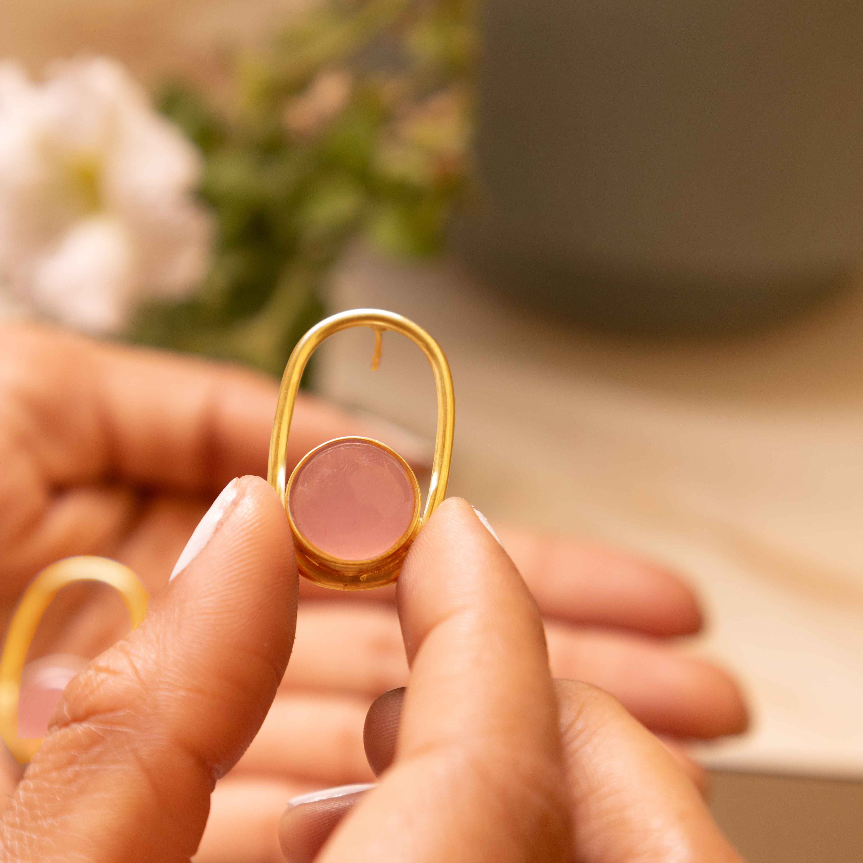 Adya Ethereal Blush Curve Stud Earring