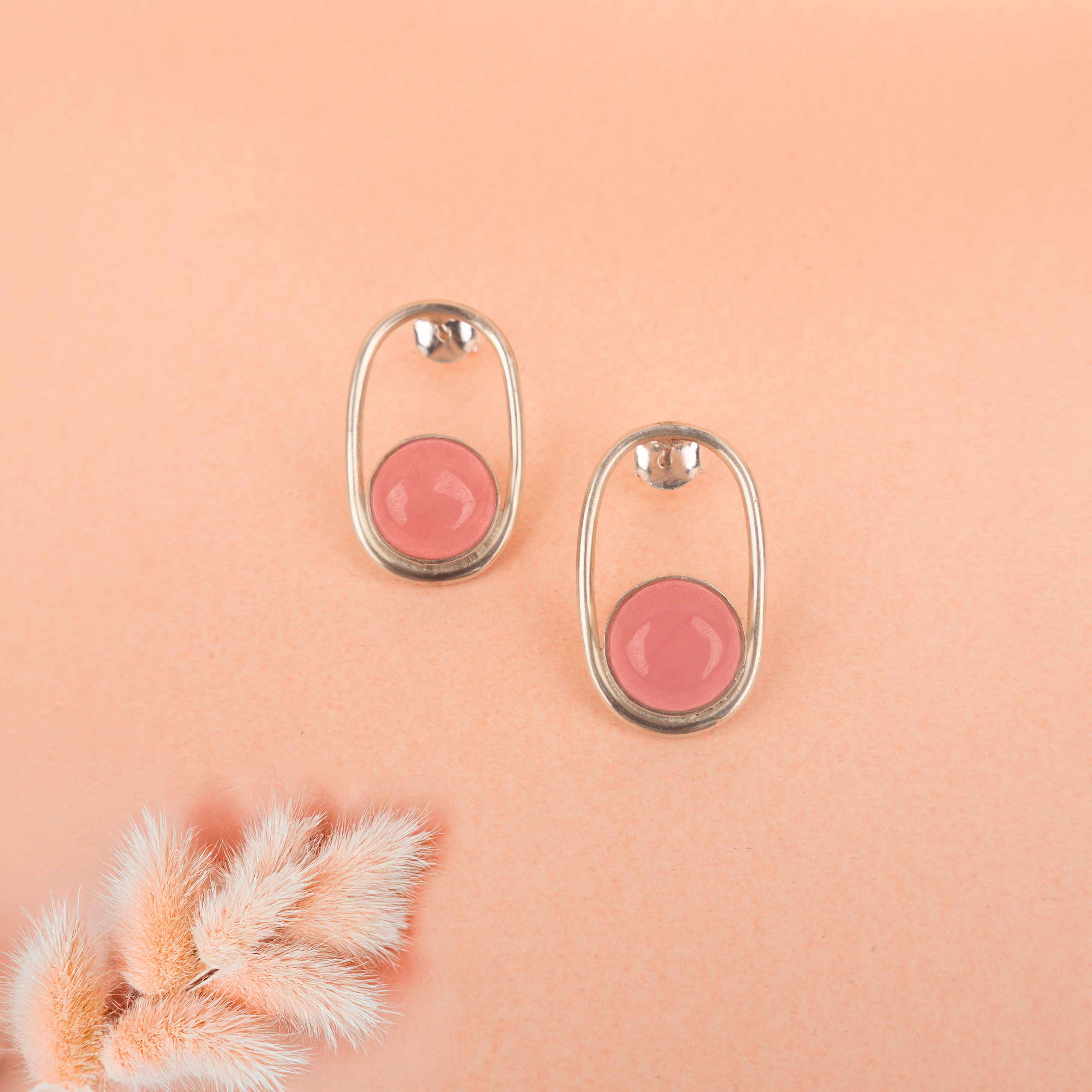 Adya Ethereal Blush Curve Stud Earring