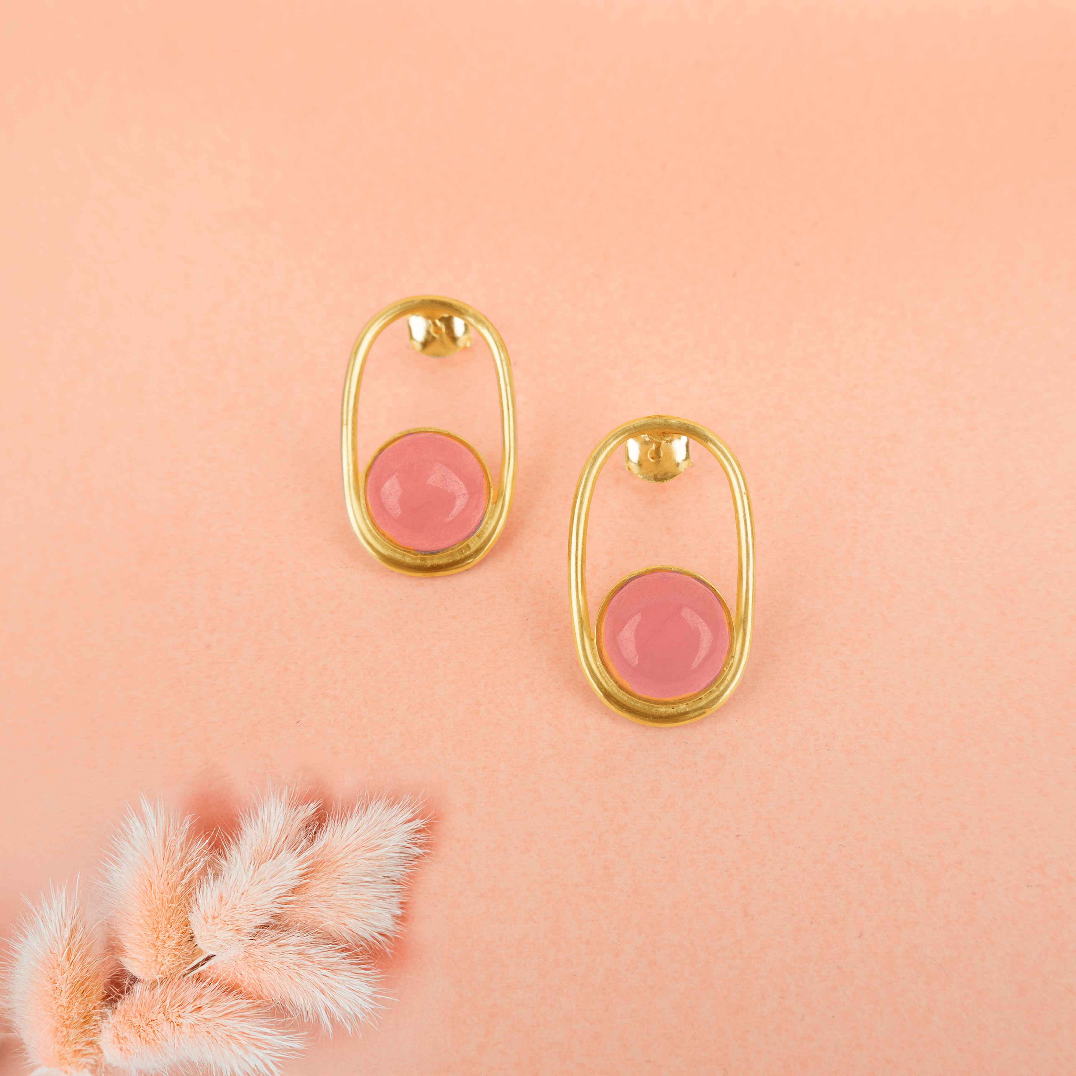 Adya Ethereal Blush Curve Stud Earring