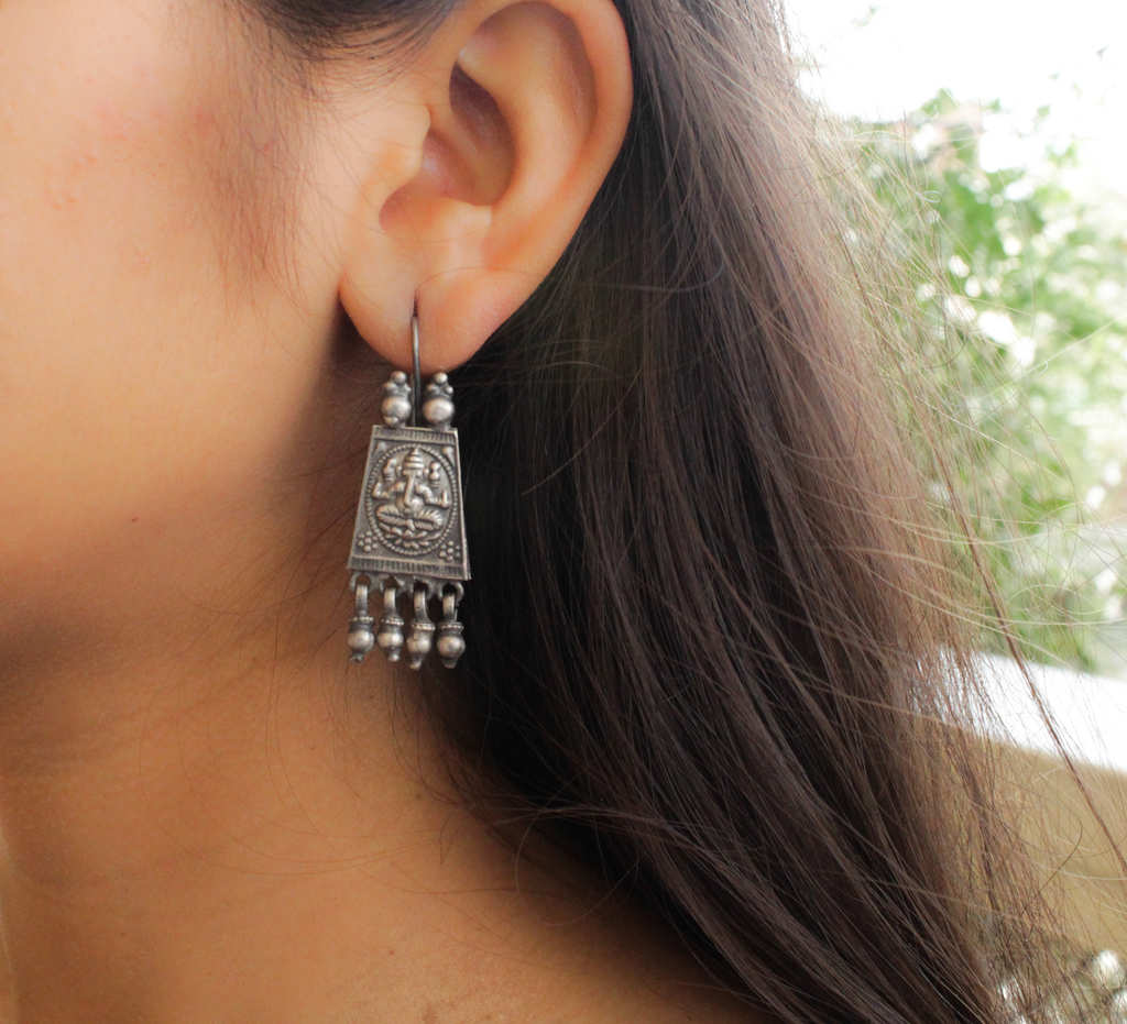 Adya Ganesha Art Fish Hook Earrings