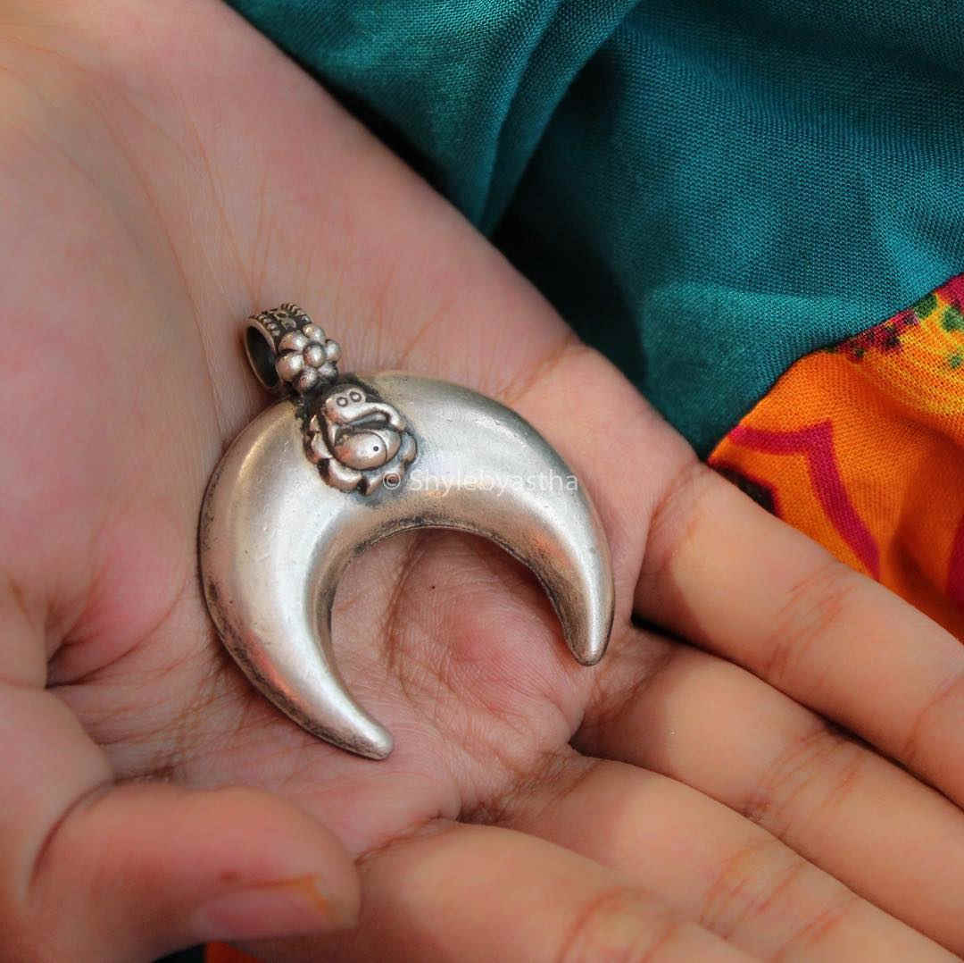 Adya Ganesha Crescent Moon Pendant