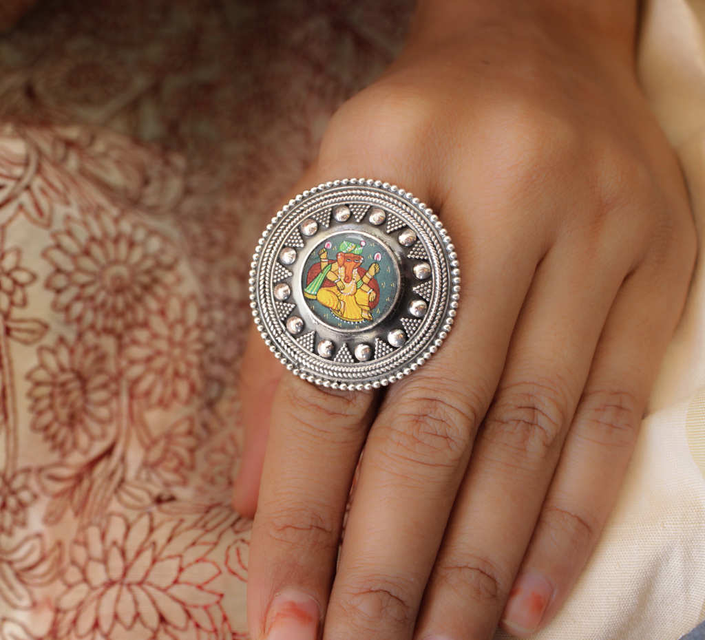 Adya Ganesha Embossed ring