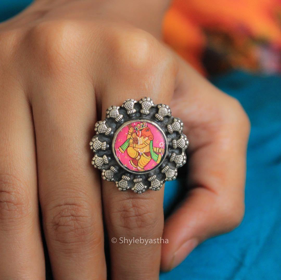 Adya Ganesha Hand Painted Ring