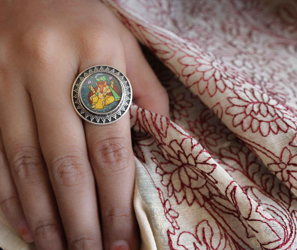 Adya Ganesha Handpainted Ring