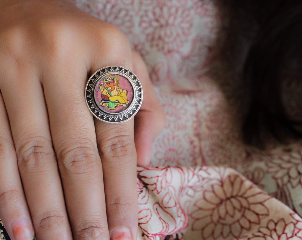 Adya Ganesha Handpainted Ring