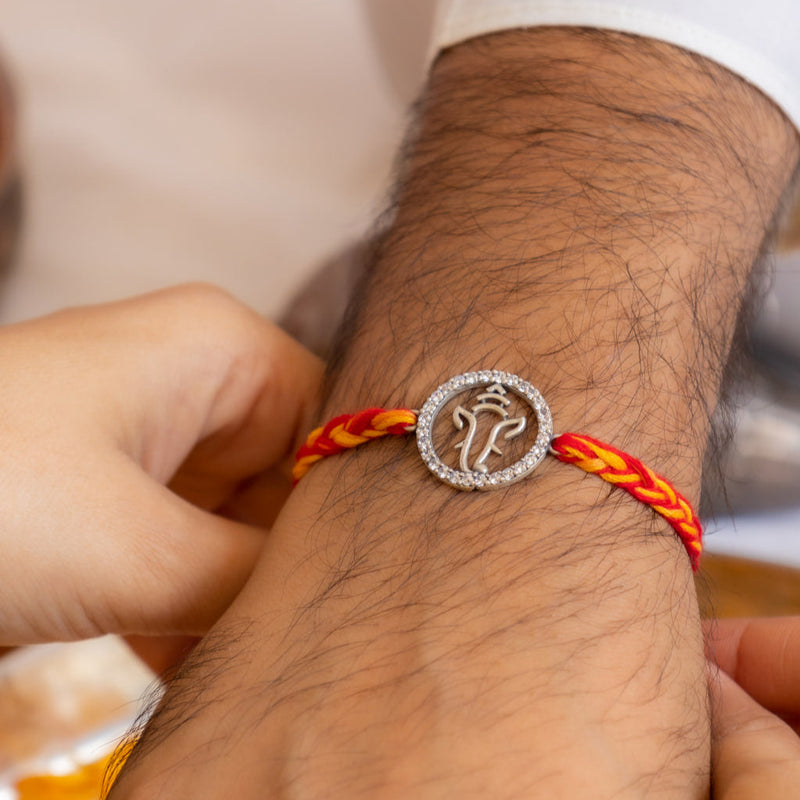 925 pure silver Ganesha shubh moli rakhi, alternate view