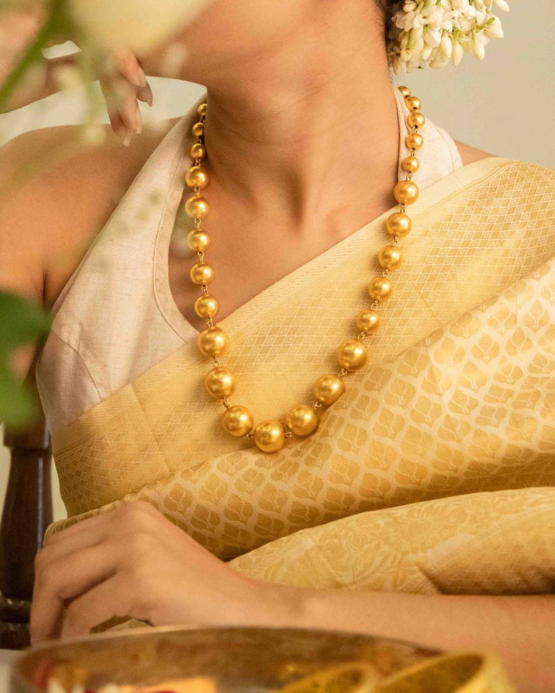 925 pure silver timeless gold plated ball necklace