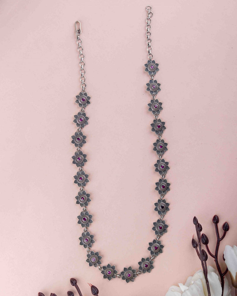 Adya Intricate Flower Versatile Necklace Earring Ring Set