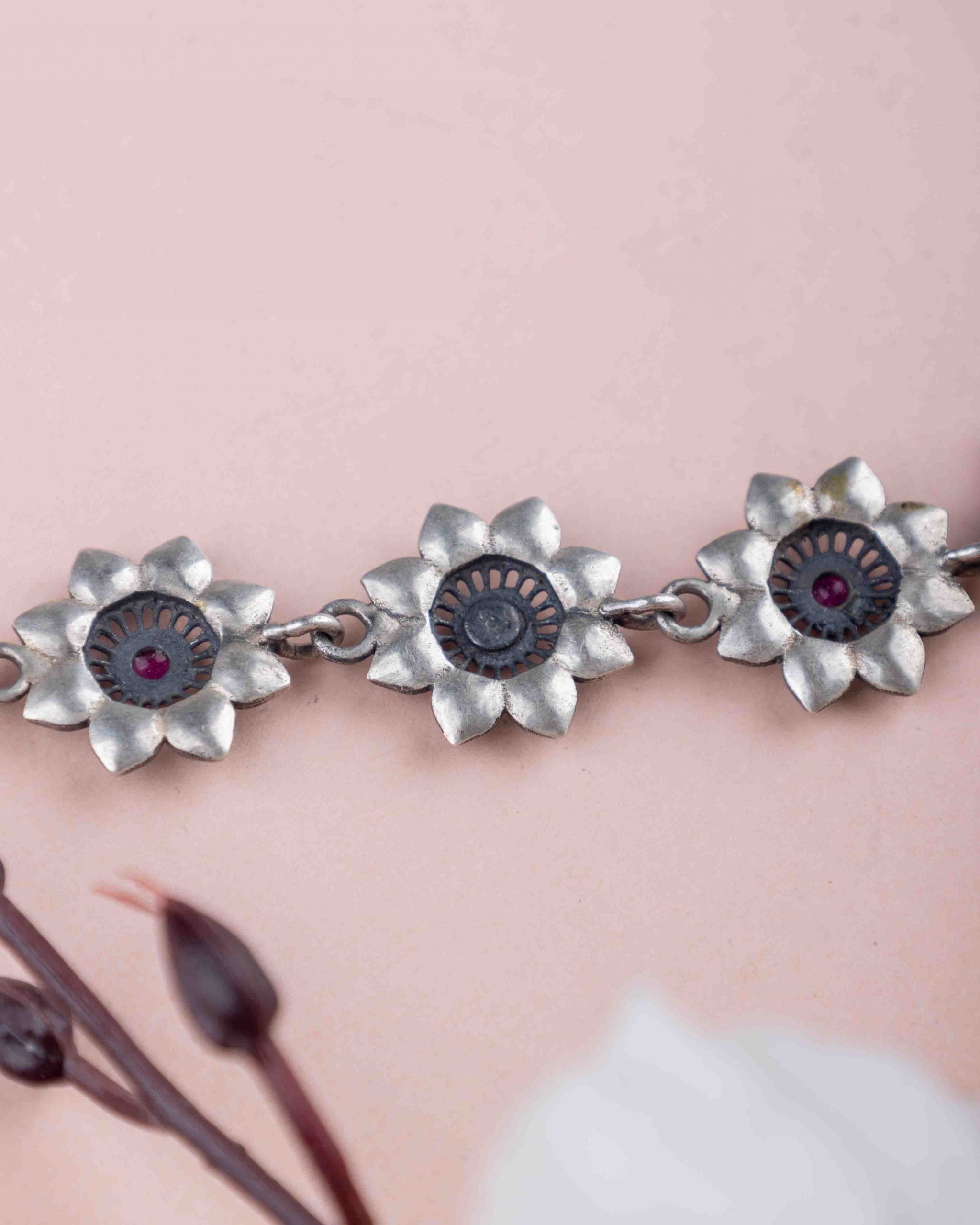 Adya Intricate Flower Versatile Necklace Earring Ring Set