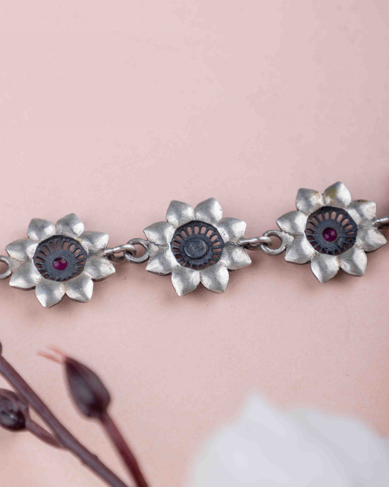 Adya Intricate Flower Versatile Necklace Earring Ring Set