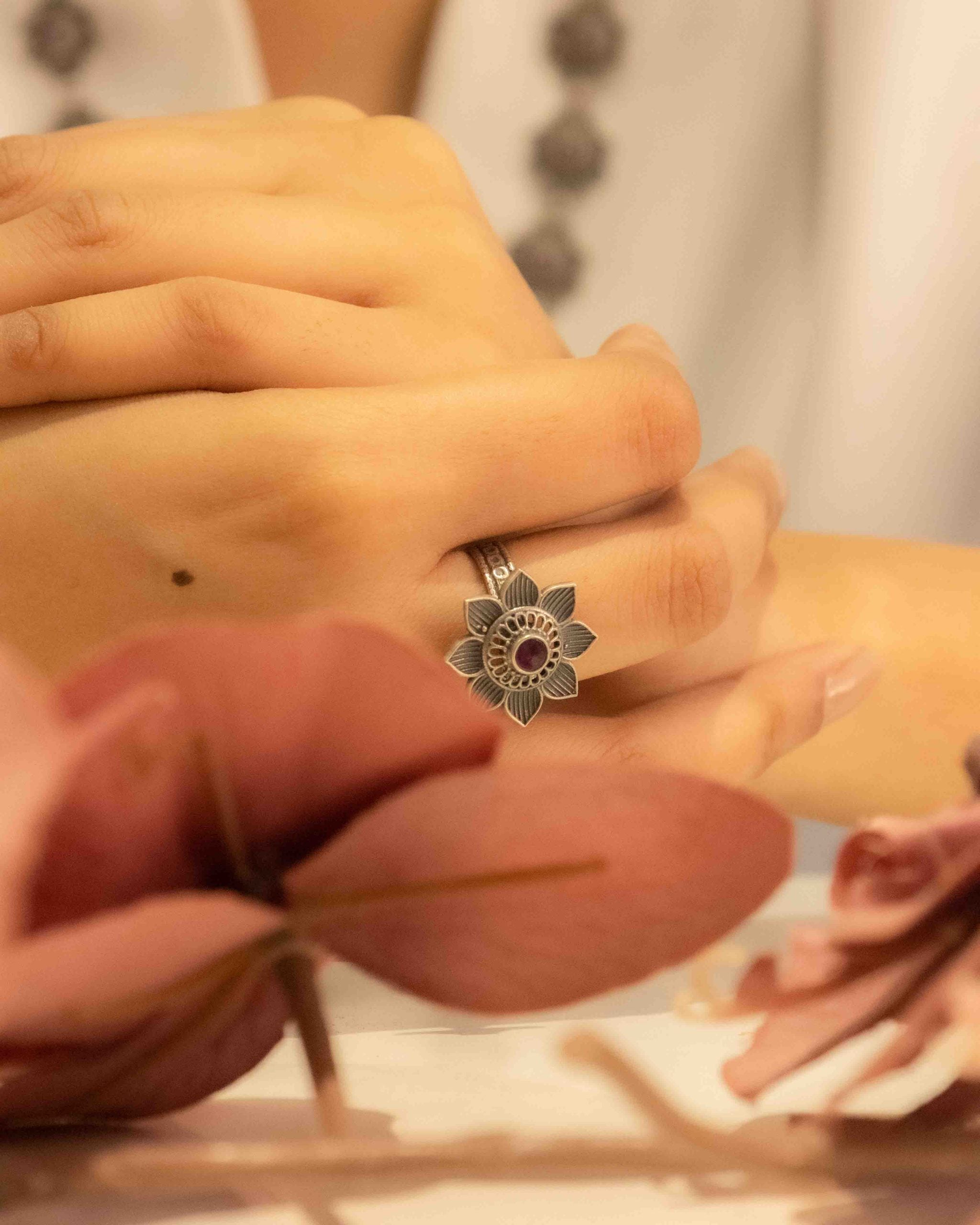 Adya Intricate Versatile Flower Ring