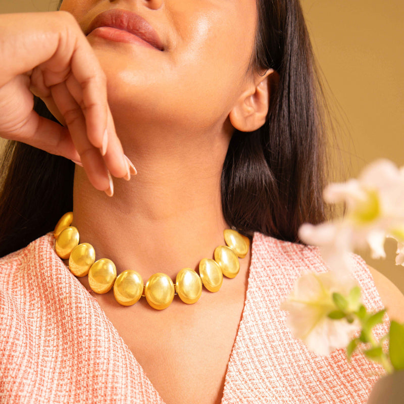 925 pure silver matte oval sequence choker necklace, additional detail