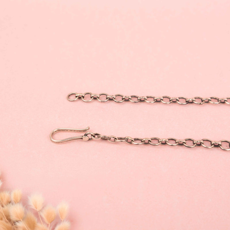 925 pure silver matte oval sequence choker necklace, reverse view