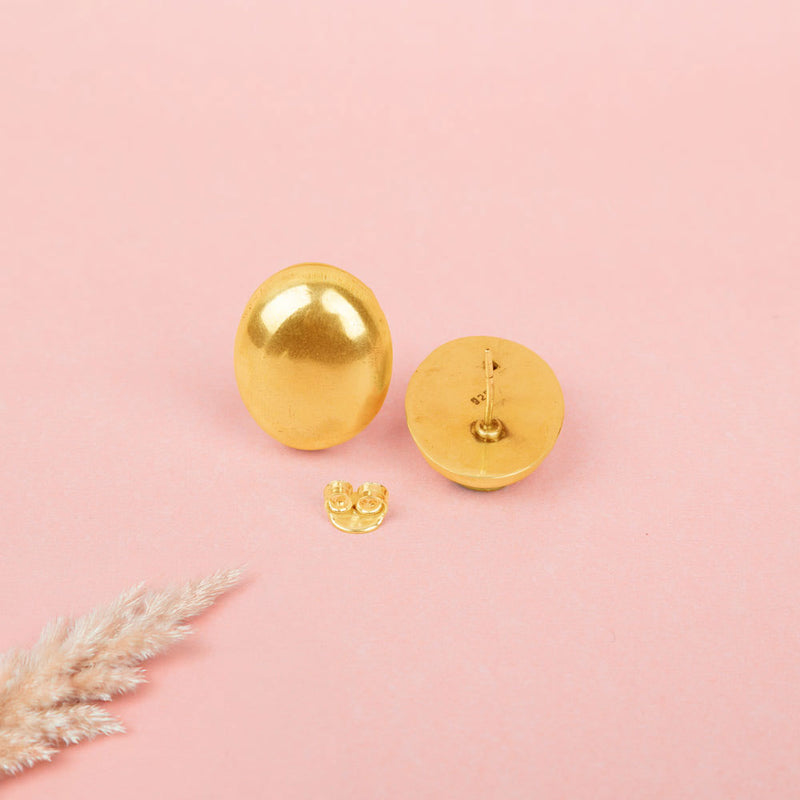 925 pure silver matte oval stud earrings, extra view