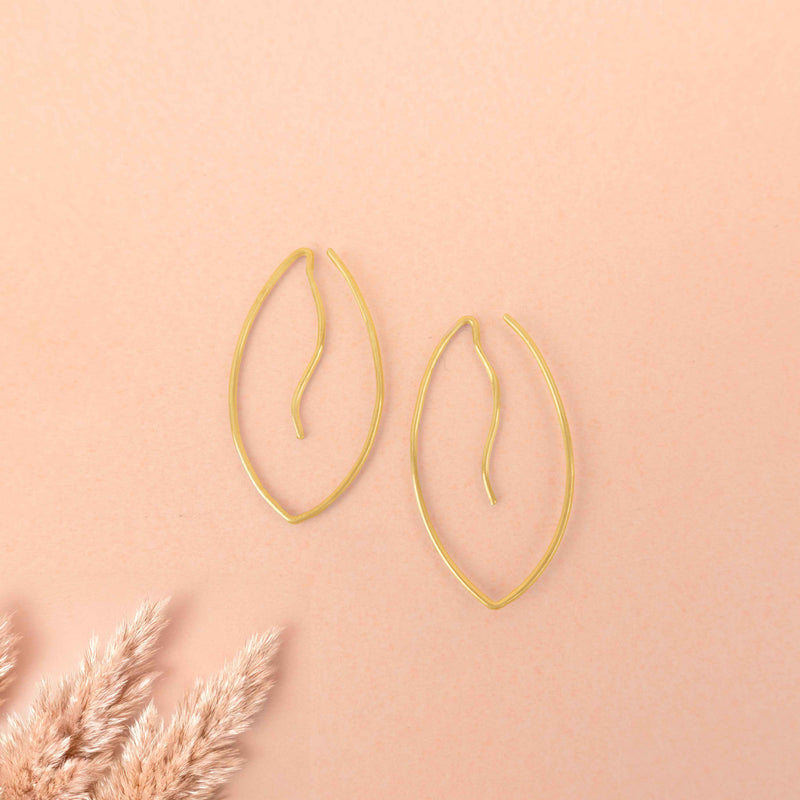 Adya Minimal Leafline Hoops