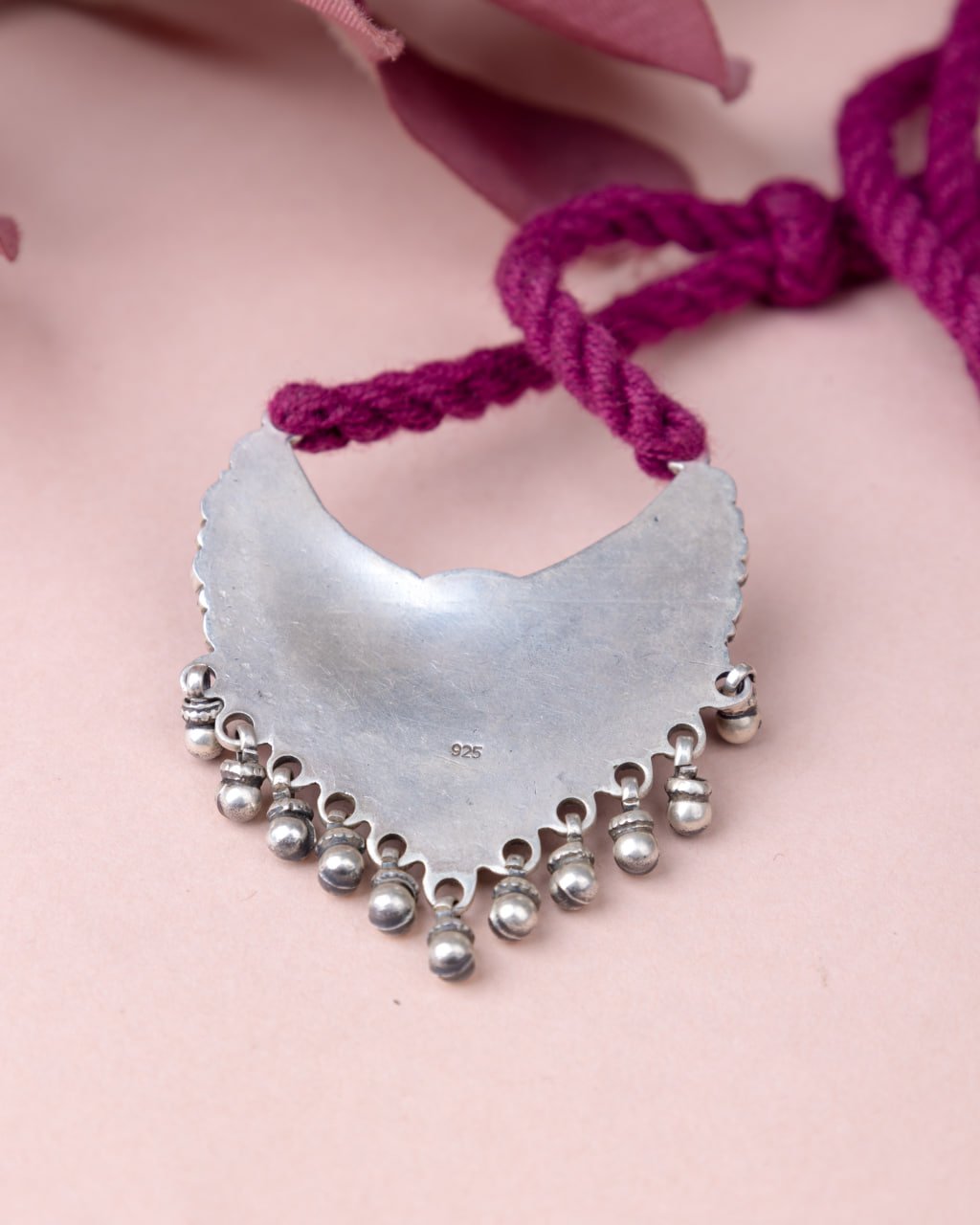 Adya Peacock Motif Ghughri Drop Dori Necklace