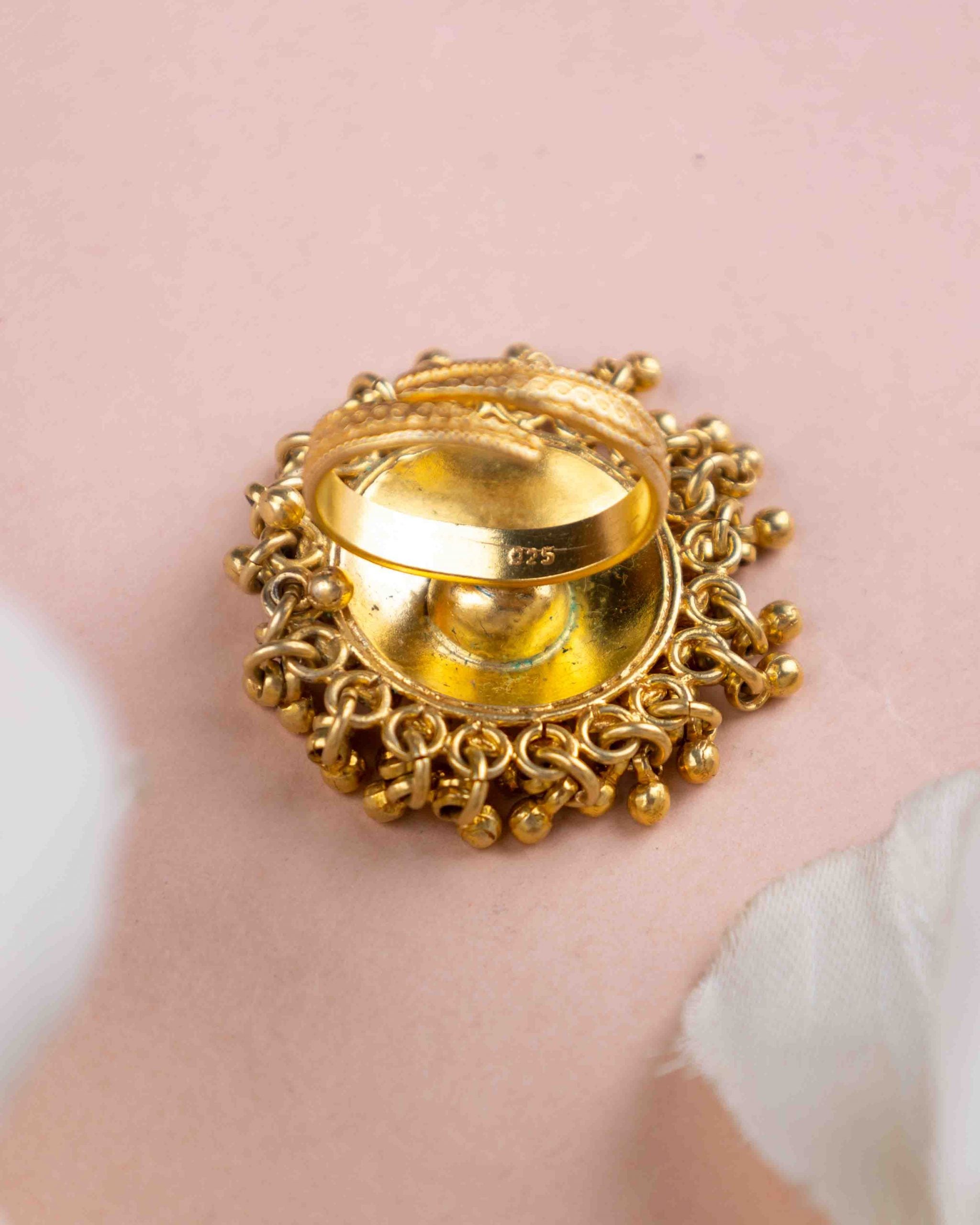 Moh Petal Motif Ghughri Gold Plated Ring