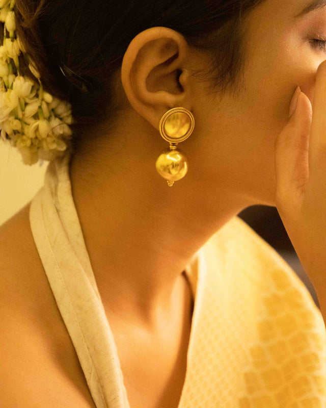 Adya Quirky Gold Ball Drop Studs