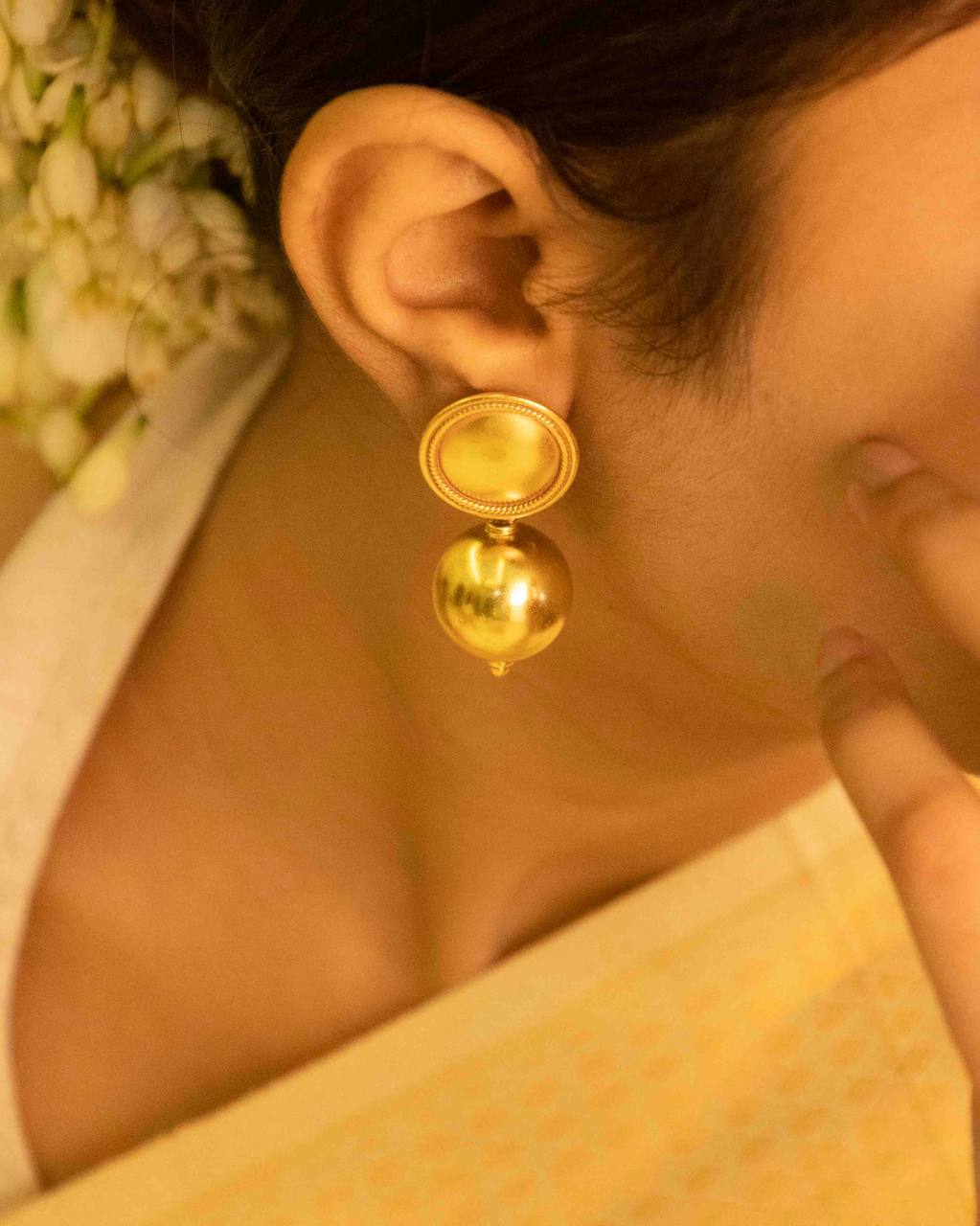 Adya Quirky Gold Ball Drop Studs