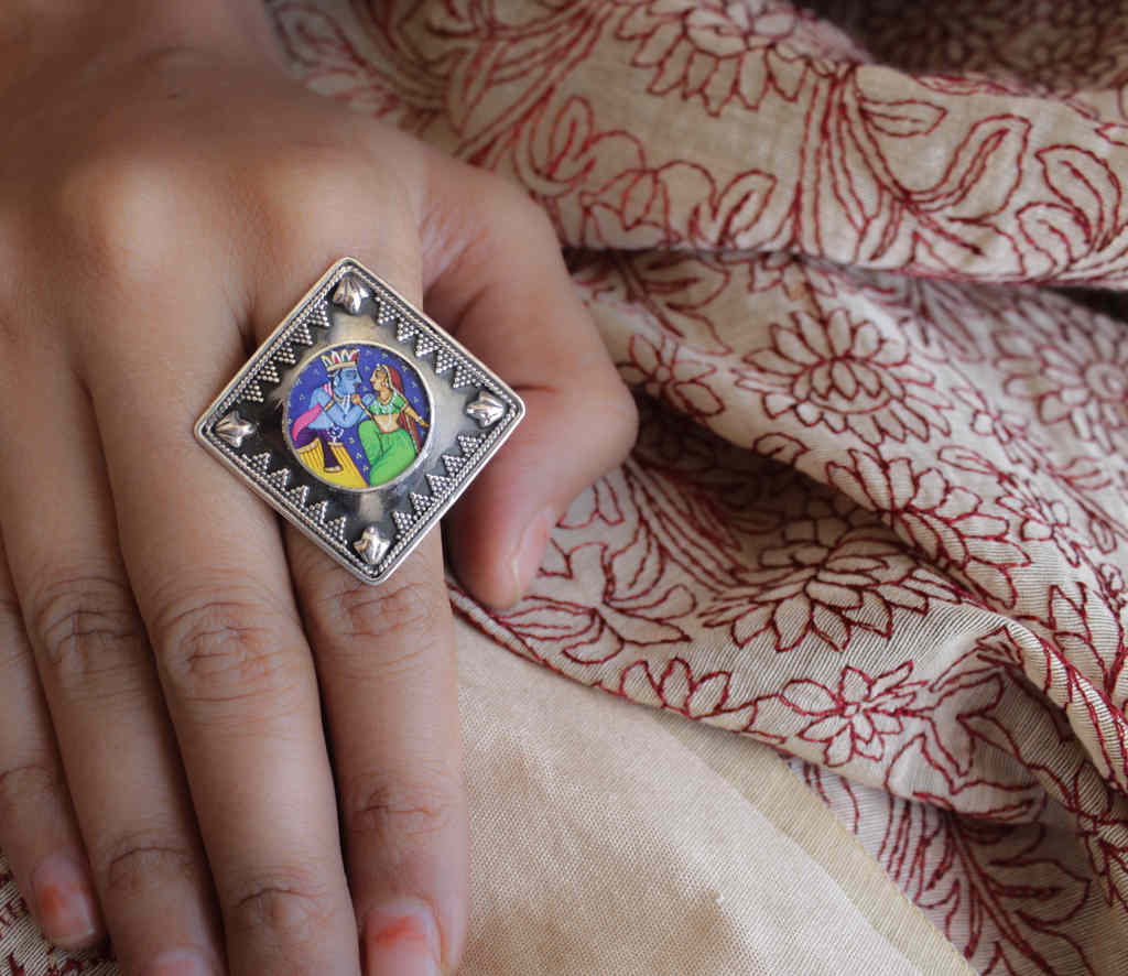 Adya RadhaKrishna Handpainted Ring