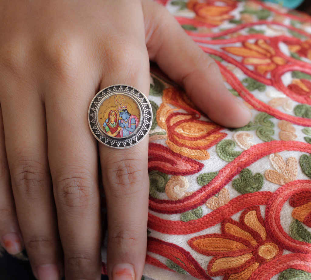 Adya RadhaKrishna Handpainted Ring