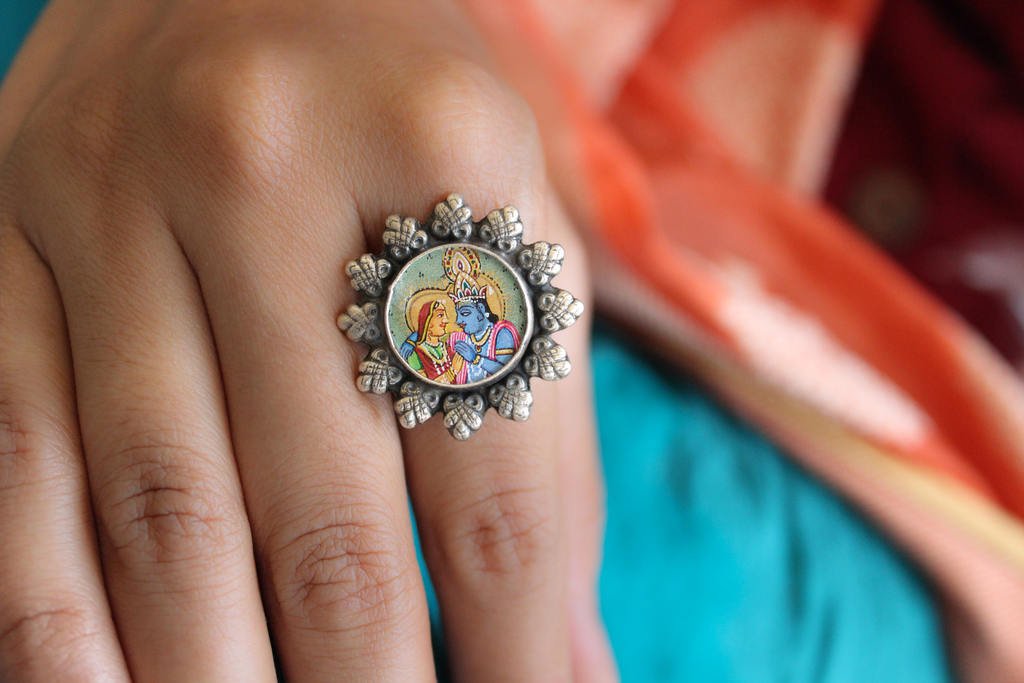 Adya RadhaKrishna Handpainted ring