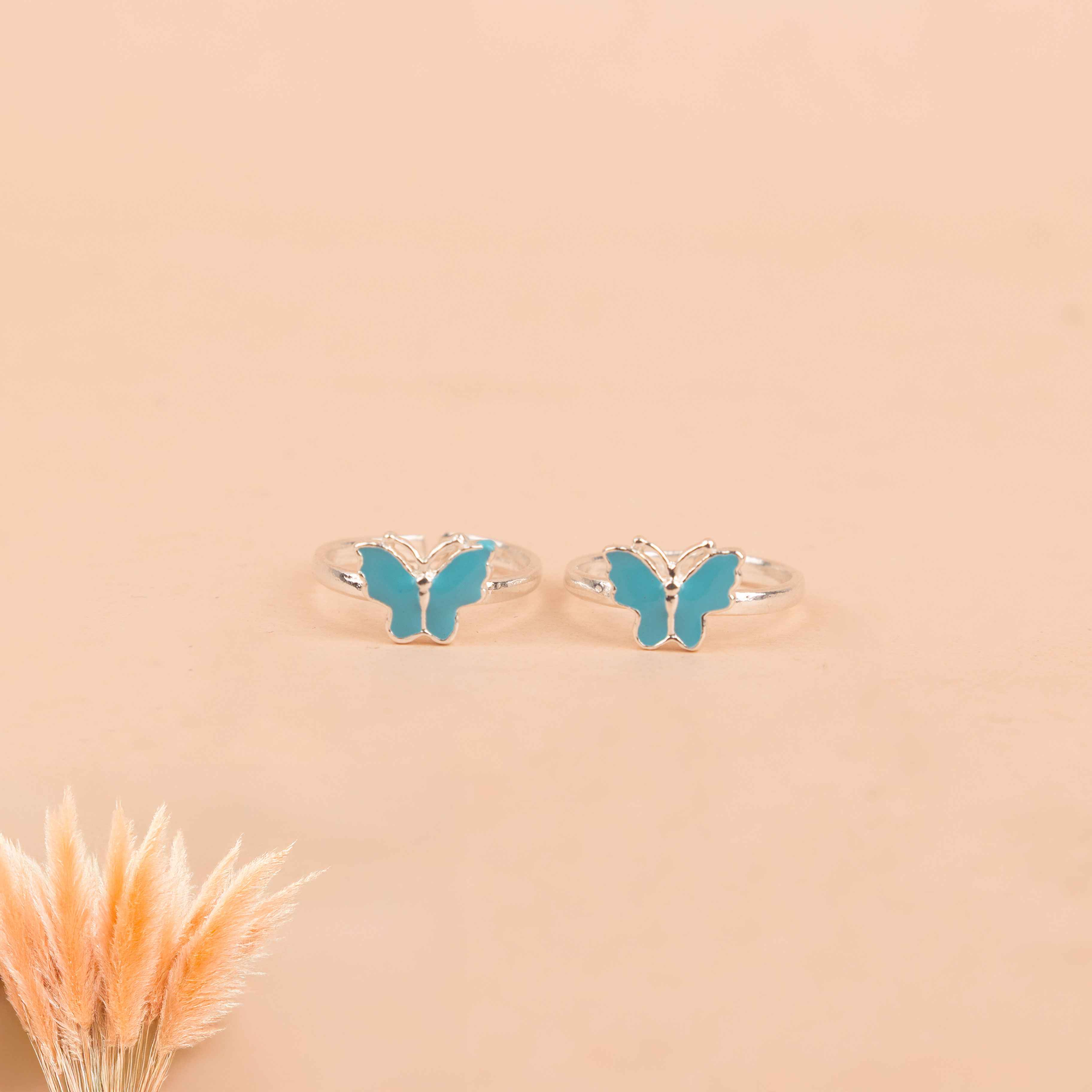 Adya Blue Mini Butterfly Toe Ring Cum Midi Ring