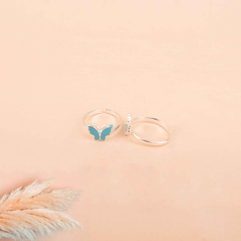 Adya Blue Mini Butterfly Toe Ring Cum Midi Ring