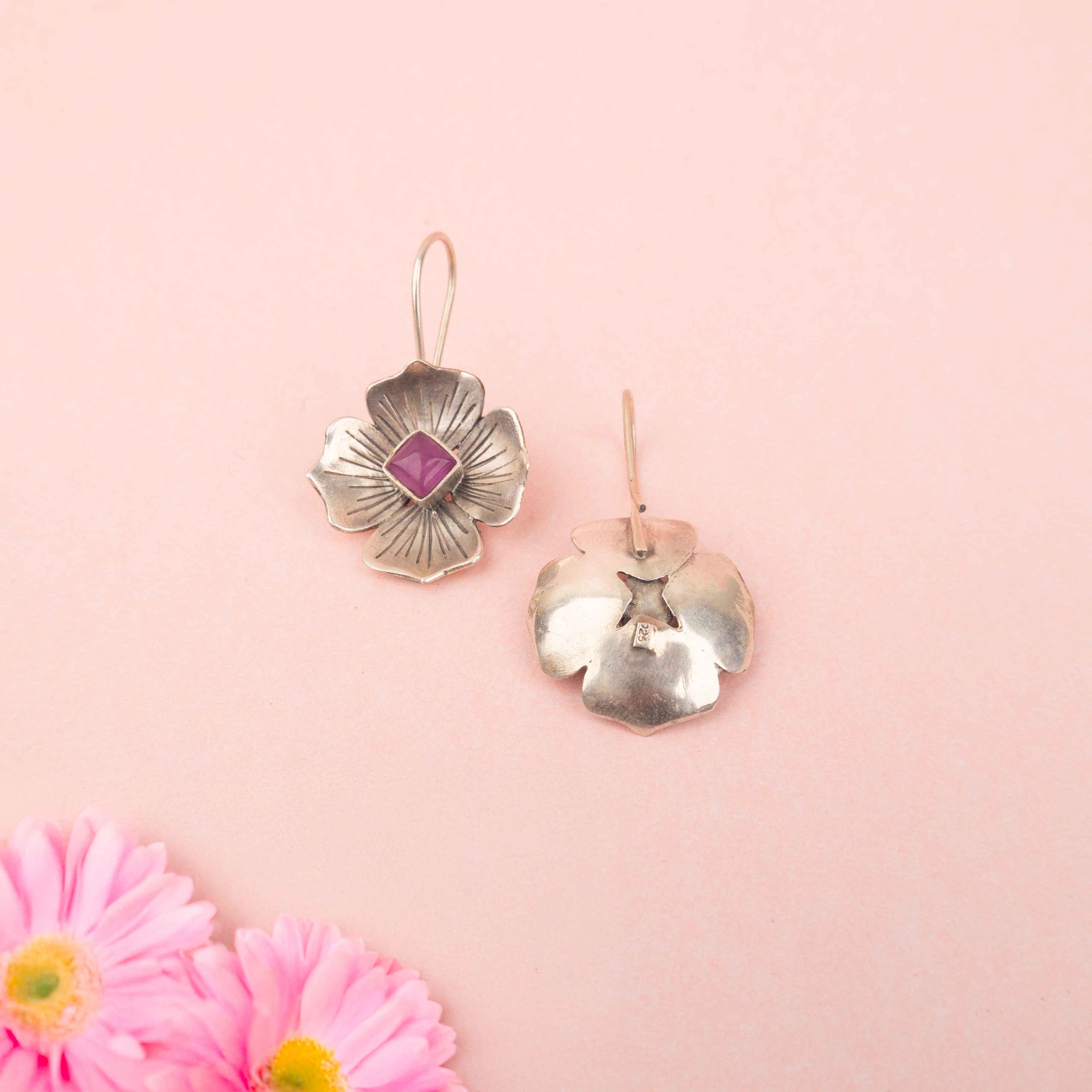 Adya Blush Bloom Flower Drop Necklace set