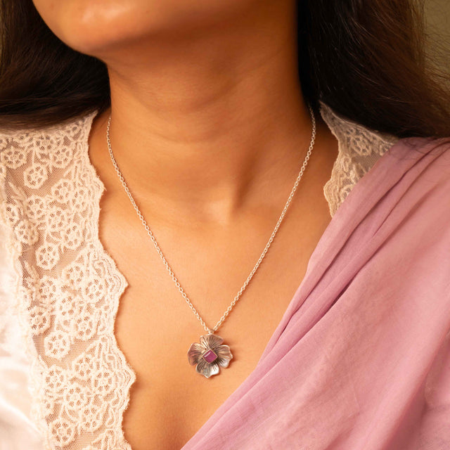 Adya Blush Bloom Flower Drop Necklace