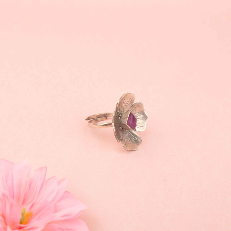 Adya Blush Bloom Flower Drop Ring