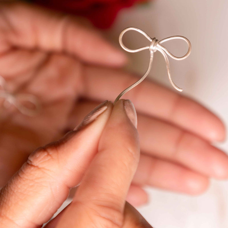 925 pure silver bow knot earrings