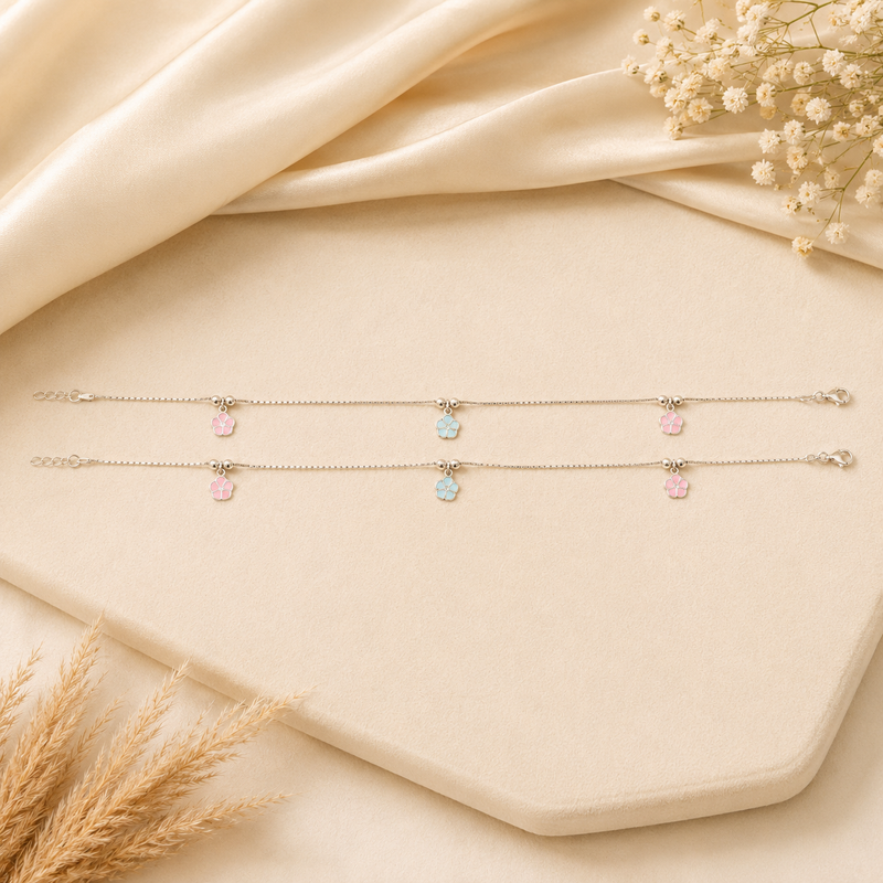 92.5 sterling silver Adya Candy Blossom Anklet, view 4