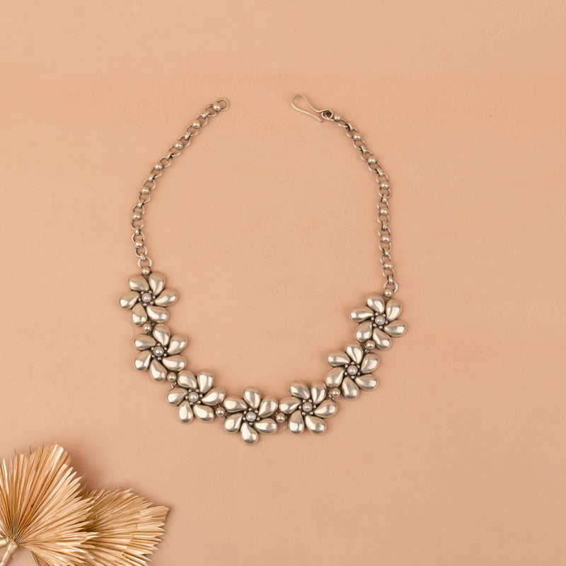 Adya Embossed Flower Sequence Versatile Choker