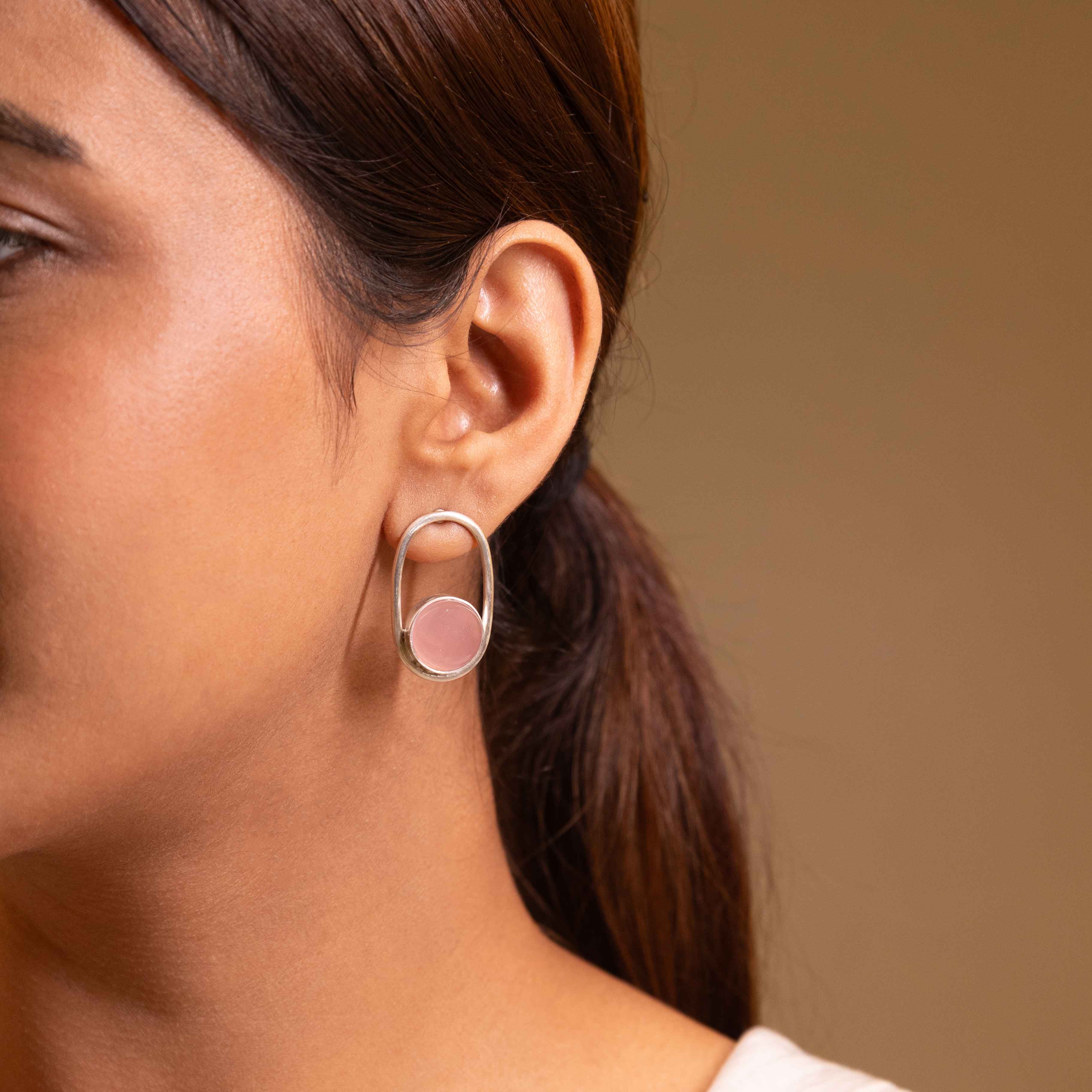 Adya Ethereal Blush Curve Stud Earring