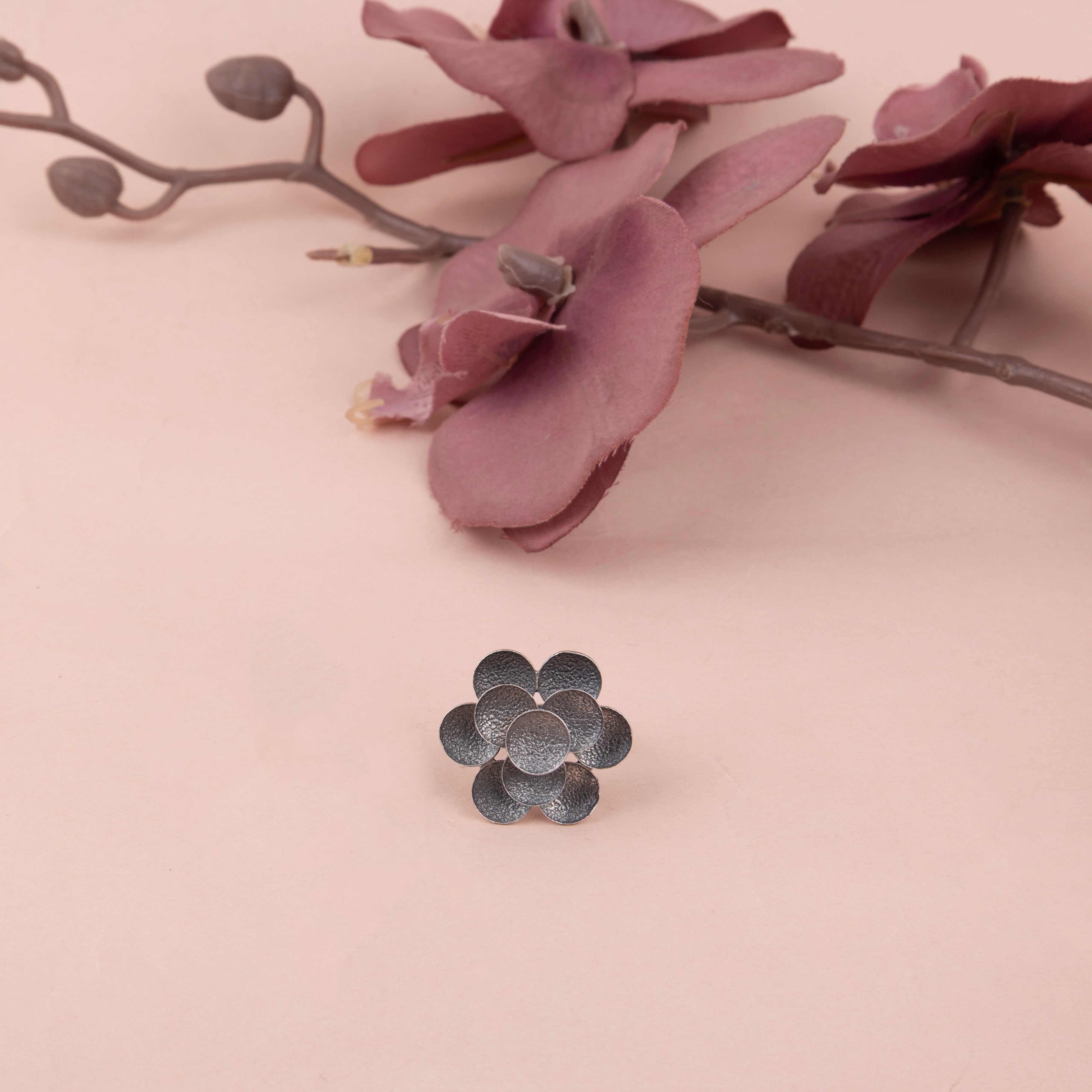 Adya Flower Textured Ring