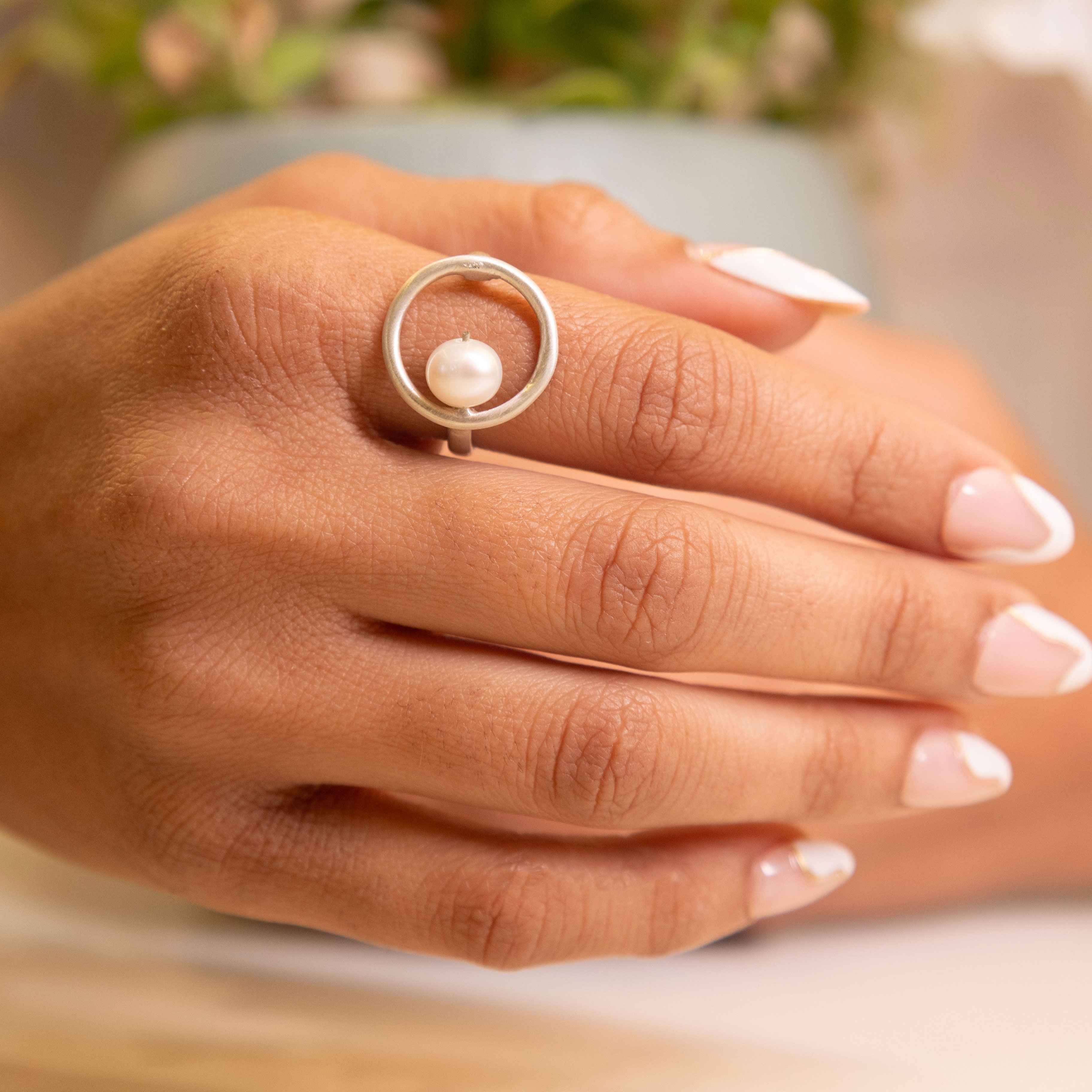 Adya Halo Pearl Ring