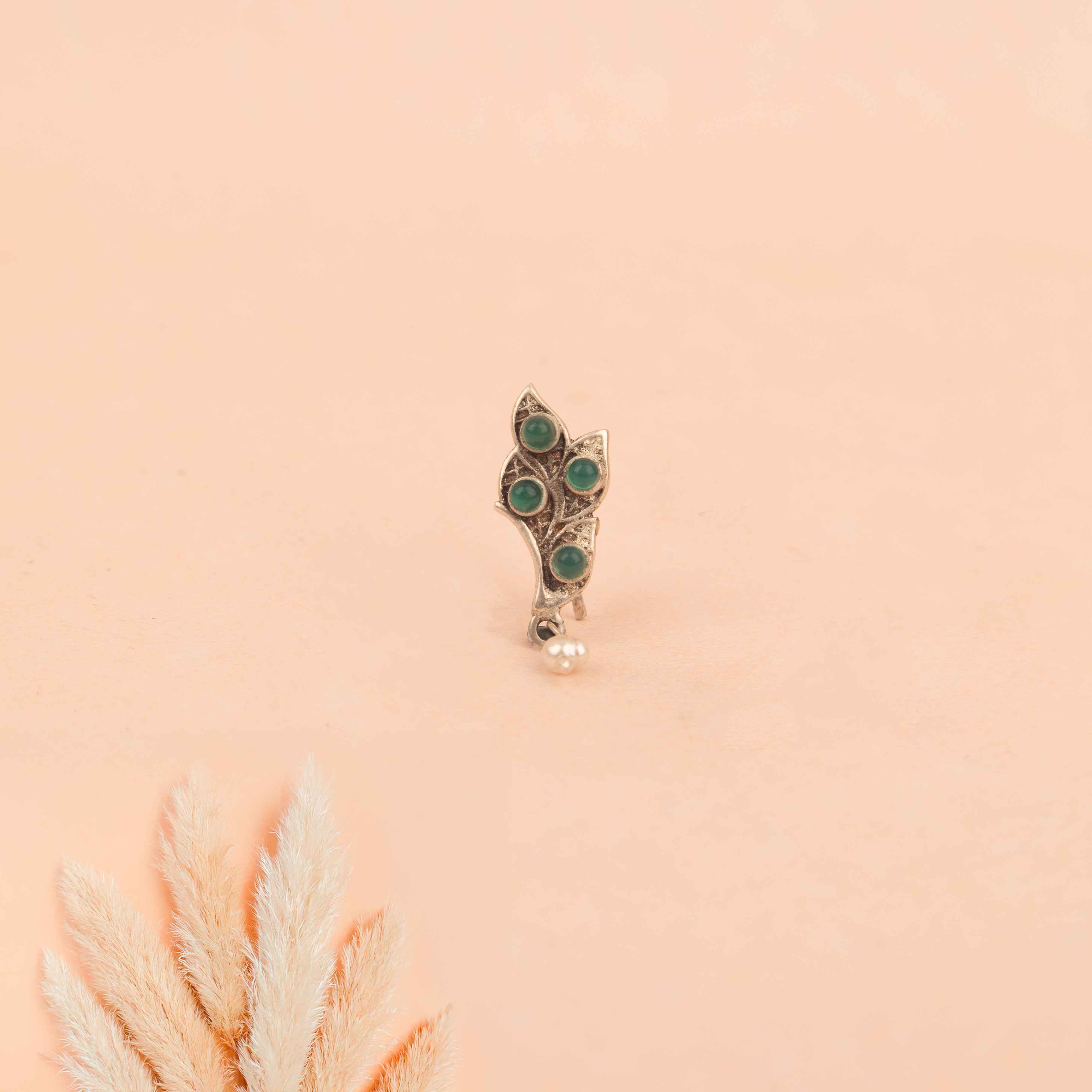 Adya Morpankh Pearl Drop Pierced Nath