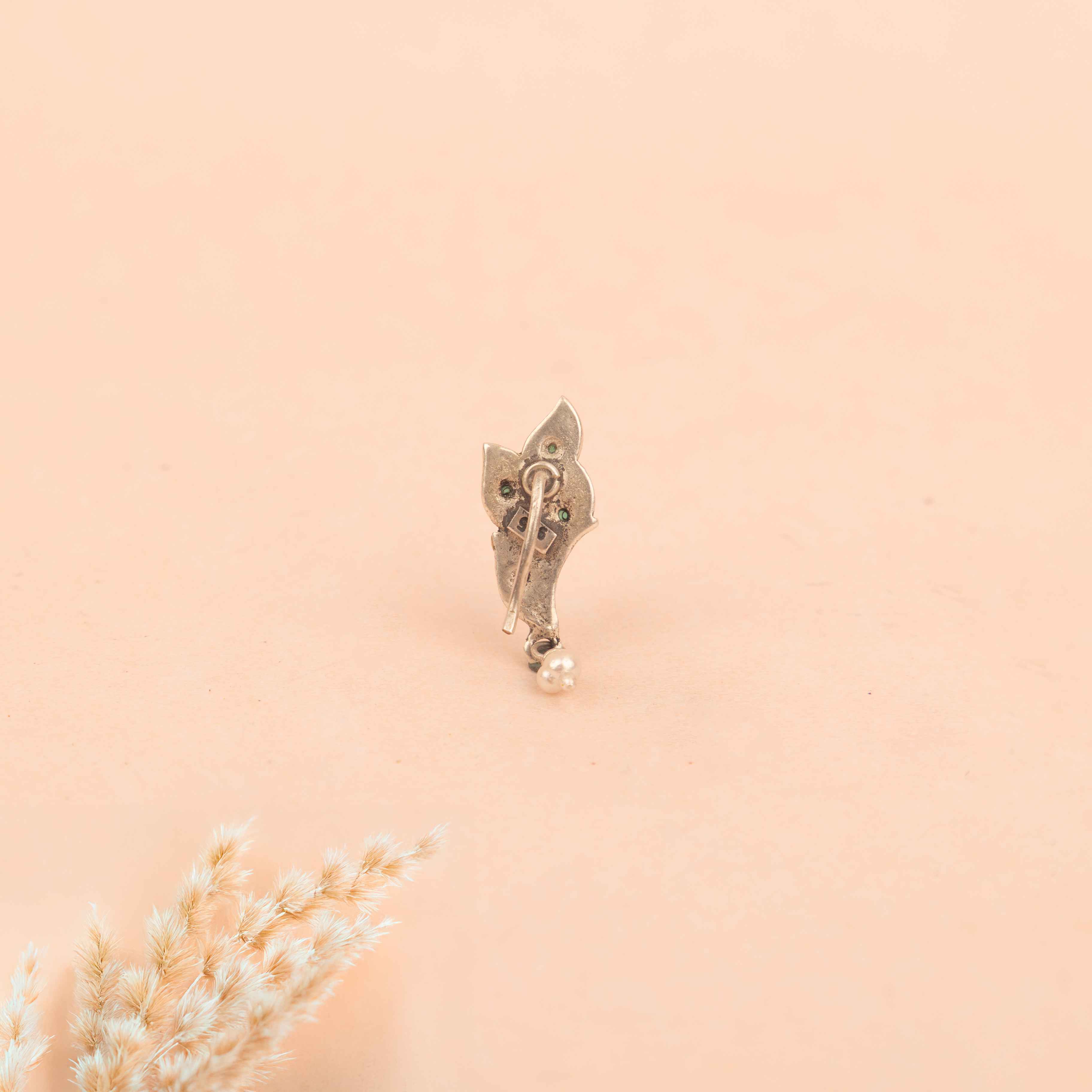 Adya Morpankh Pearl Drop Pierced Nath