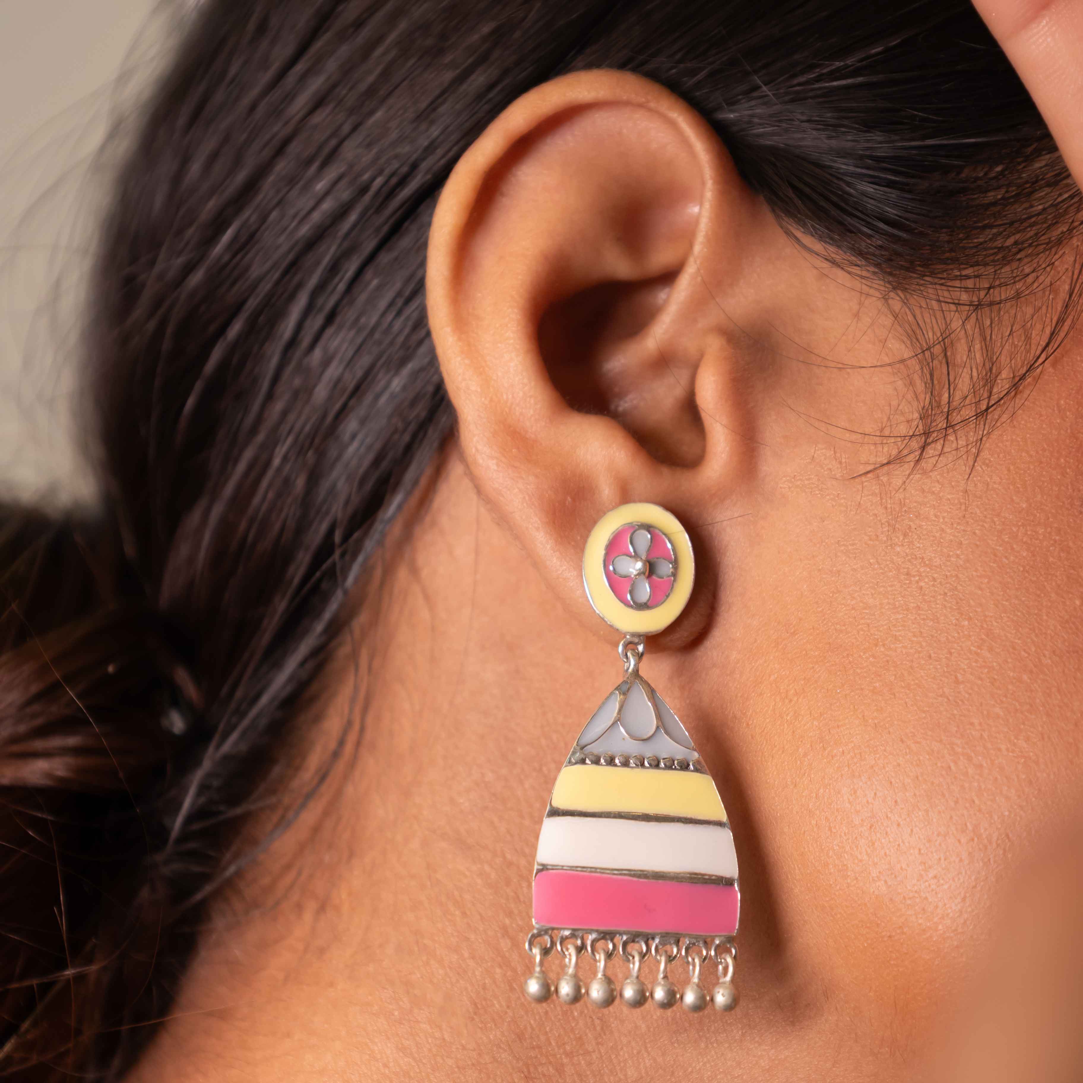Adya Pastel Enamel Ladder Drop Earrings