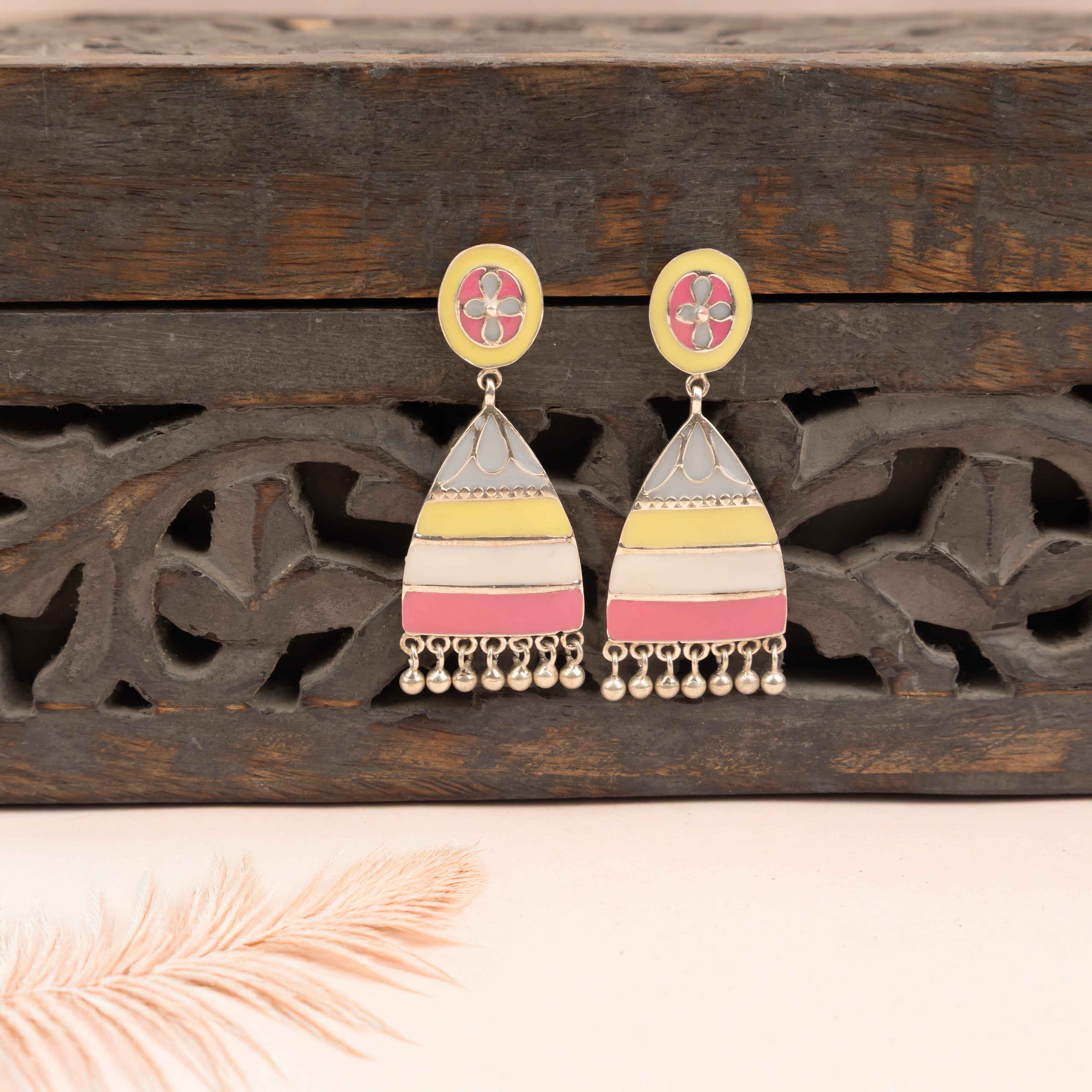 Adya Pastel Enamel Ladder Drop Earrings