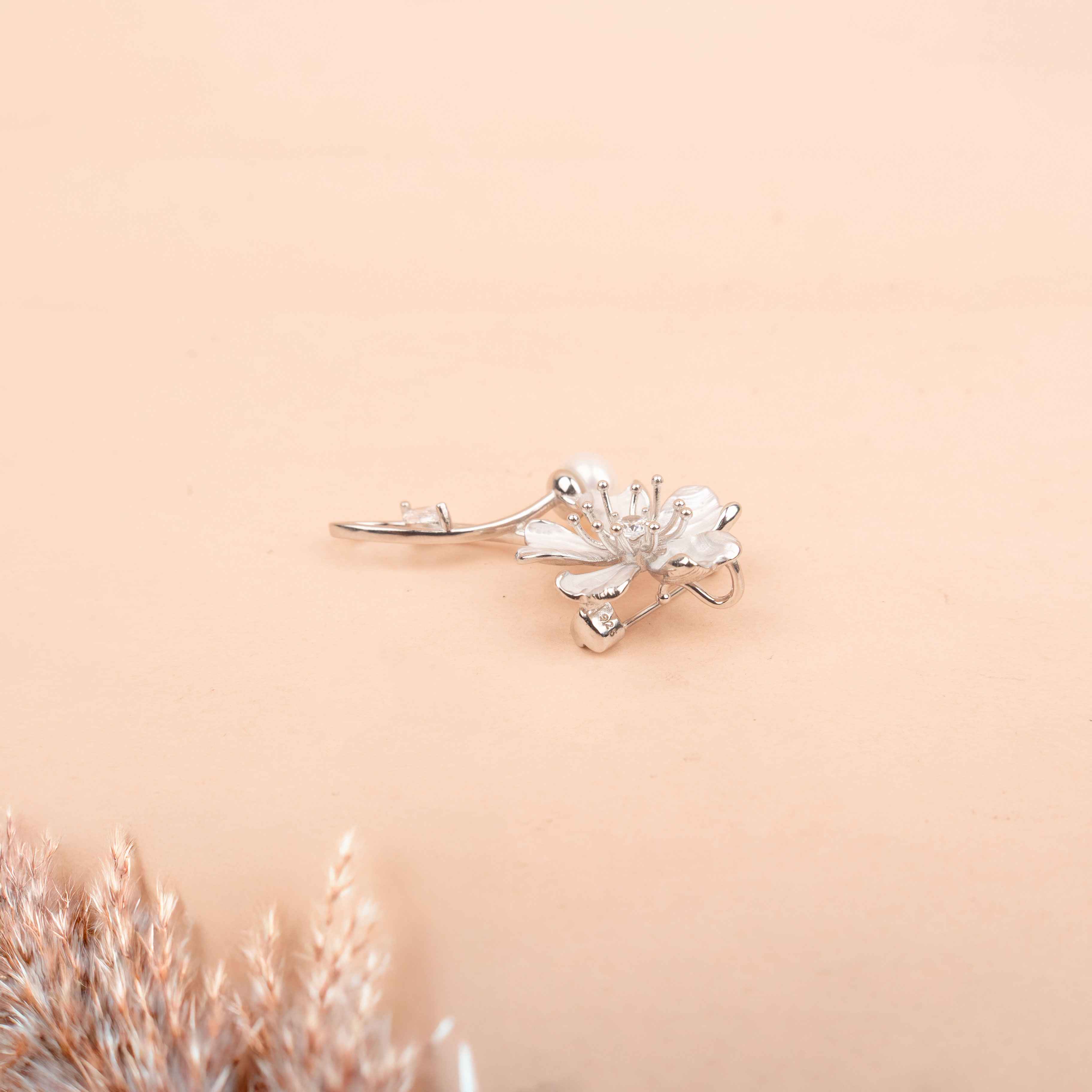Adya Pearl White Blossom Brooch Cum Pendant